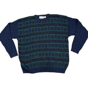 Vintage Duplex Designs Men’s Heavy Knit Sweater XL Ramie Cotton Geometric 90s